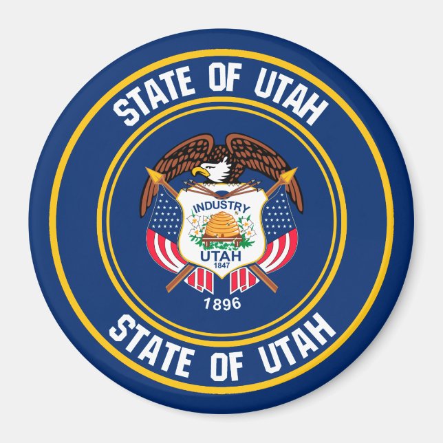 Imán Emblema redondo de Utah (Frente)