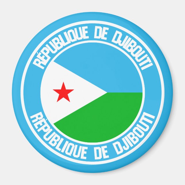 Imán Emblema Redondo de Yibuti (Frente)