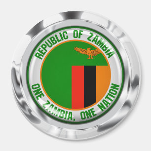 Imán Emblema redondo de Zambia