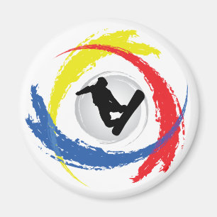 Imán Emblema tricolor de la snowboard