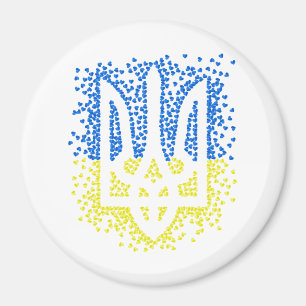 Imán Emblema ucraniano trident tryzub esparce corazones