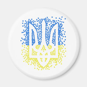 Imán Emblema ucraniano trident tryzub esparce corazones