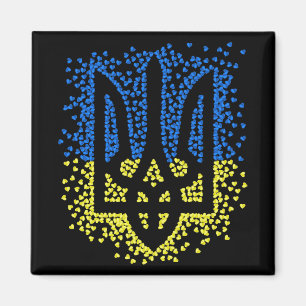 Imán Emblema ucraniano trident tryzub esparce corazones