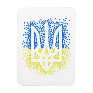 Imán Emblema ucraniano trident tryzub esparce corazones