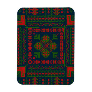 Imán Embroideric palestino Tatreez color verde rojo 5 P