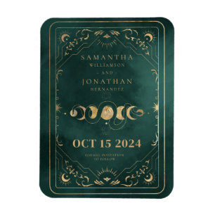 Imán Emerald Green Gold Tarot Celestial Save the Date