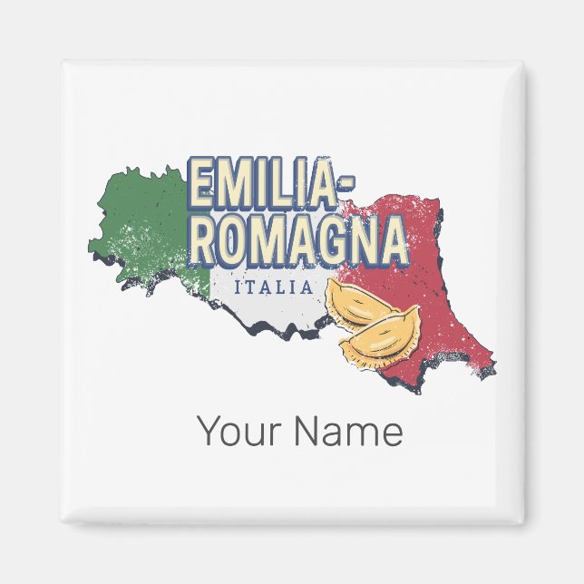 Imán Emilia Romagna Bandera Italia Región Retro Mapa de (Frente)