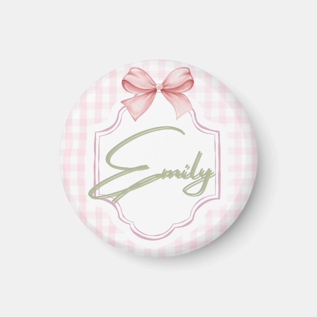 Imán Emily Personalizada Baby Nursery Bow&Gingham (Frente)