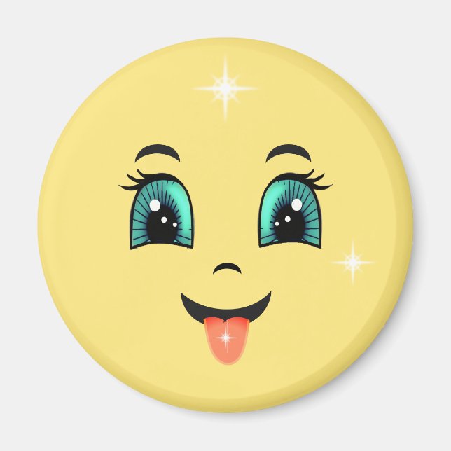 Imán Emoji de Cara Feliz Lindo (Frente)