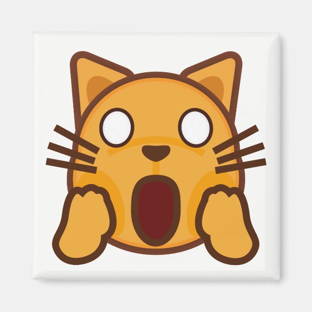 Imán Emoji de la cara del gato descabellado (Frente)