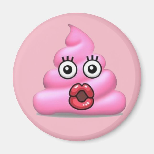 Imán Emoji de poop rosado (Frente)