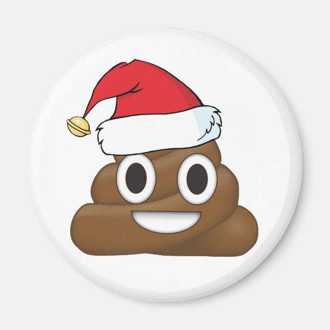 Imán Emoji divertidísima de poop de Navidad (Frente)
