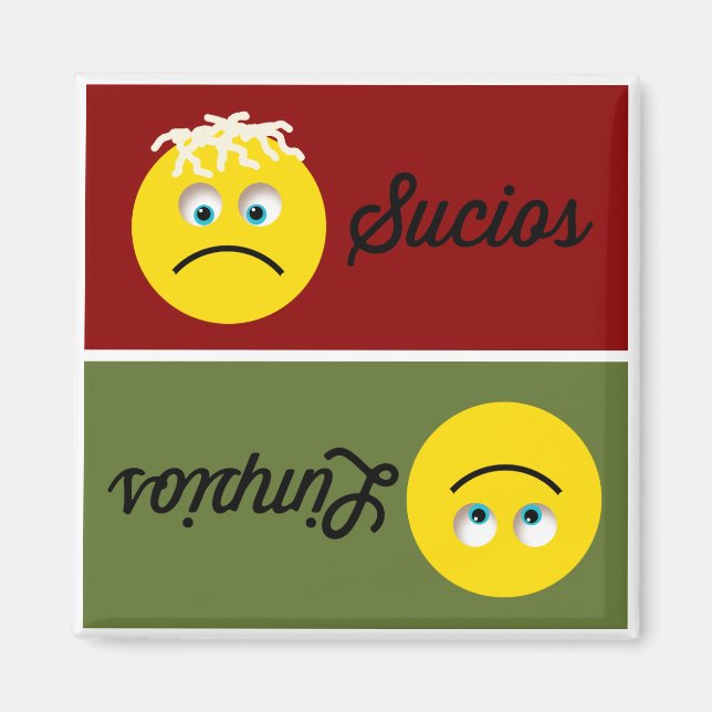 Imán Emoji Limpios Sucios Dishlavado Magnet (Frente)