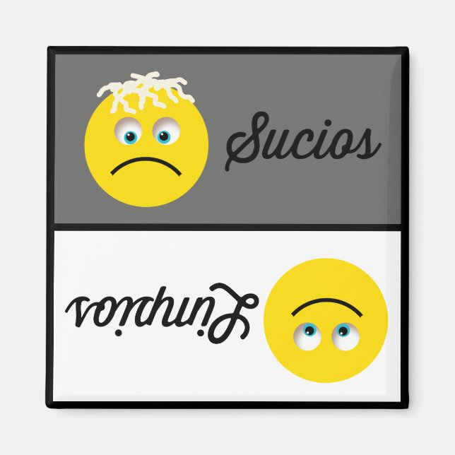 Imán Emoji Limpios Sucios Dishlavado Magnet (Frente)