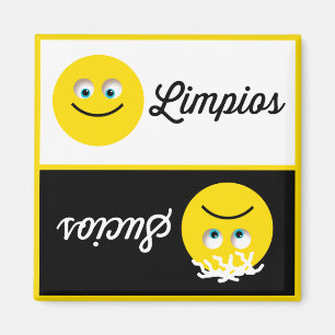 Imán Emoji Limpios Sucios Lavaplatos Lápiz Blanco Negro