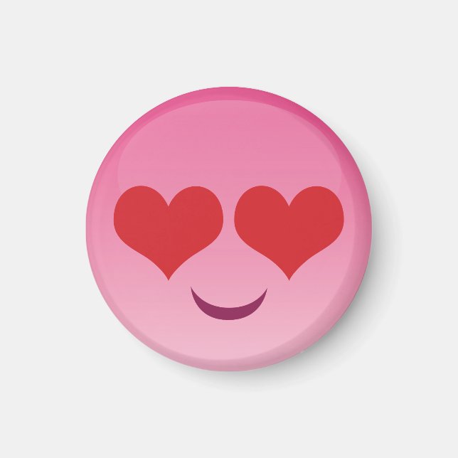 Imán Emoji rosa de ojos cortos y diminutos y generosos (Frente)