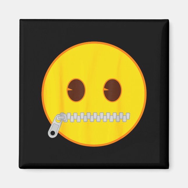 Imán Emoji Zip Zipper Mouth Yellow Smile Face  (Frente)