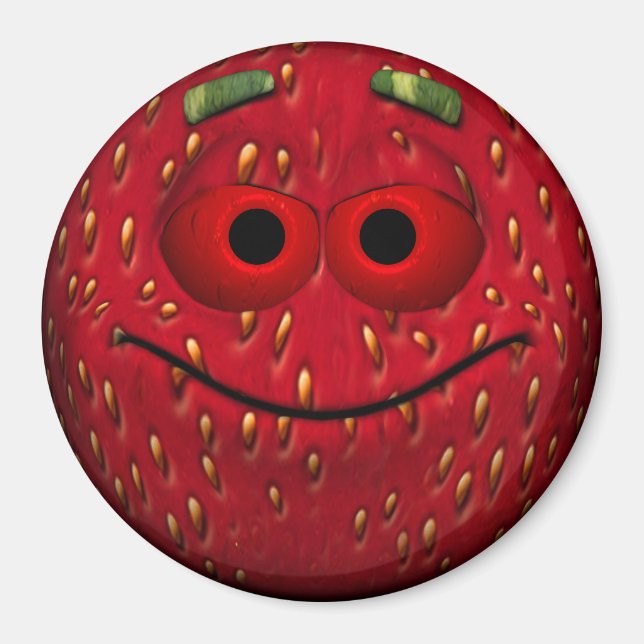Imán Emoticon de fresa feliz (Frente)