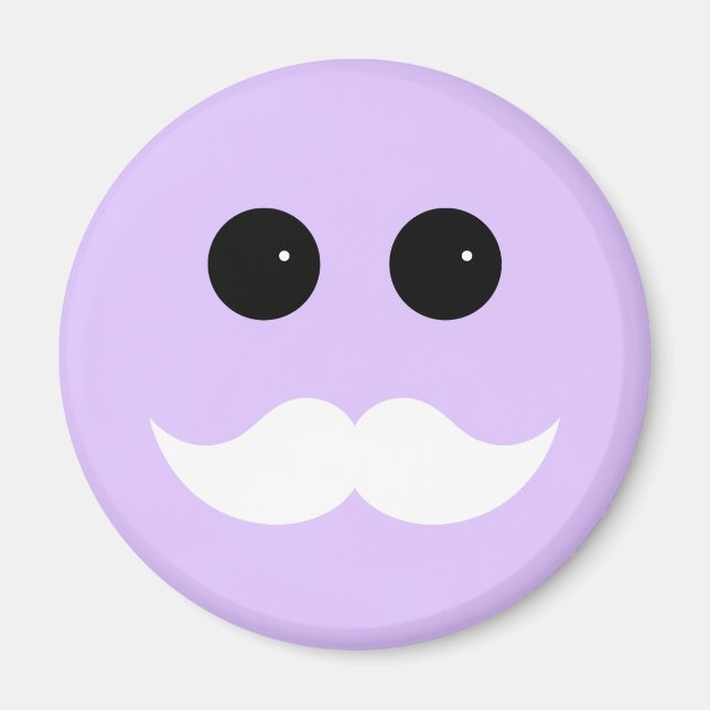 Imán Emoticon morado de bigote (Frente)