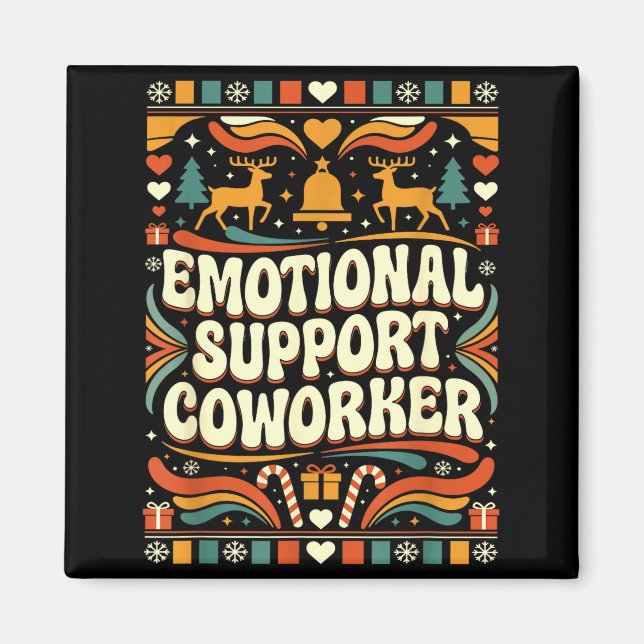 Imán Emotional Suprt Coworker Funny Ugly Christmas Swea (Frente)