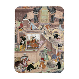 Imán Emperador Akbar (r.1556-1605) que examina el