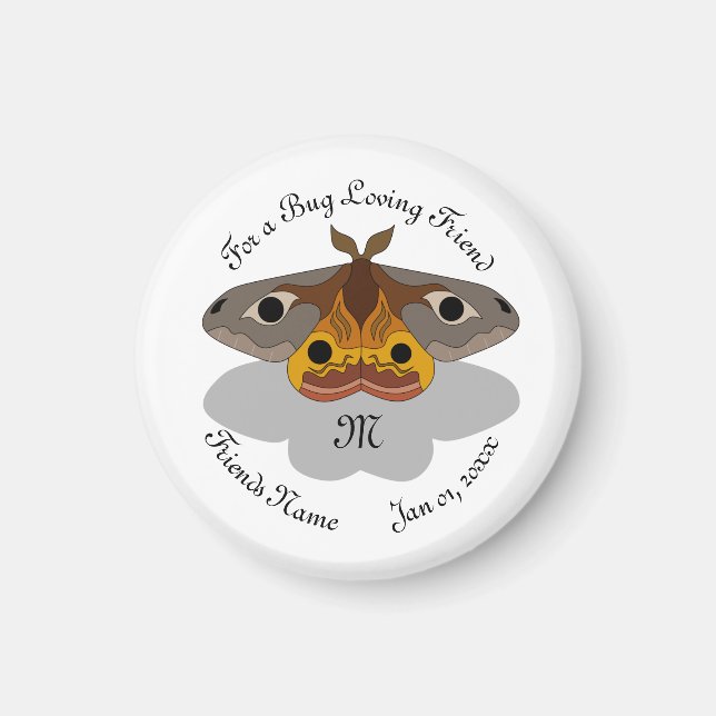 Imán Emperador, polilla, monograma, vuelo, alas, sombra (Frente)