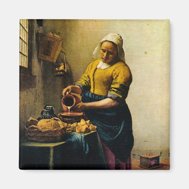 Imán Empleada de criada de Vermeer que vierte leche (al (Frente)