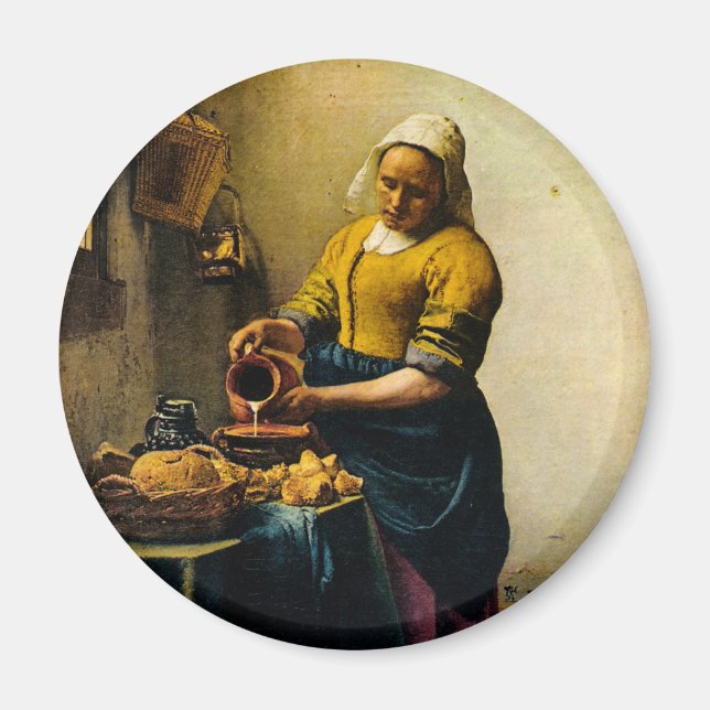 Imán Empleada de criada de Vermeer que vierte leche (al (Frente)