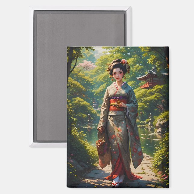 Imán Empleada del Jardín Verde (Anverso/Reverso)