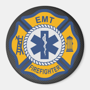 Imán EMT Firefighter Round Magnet