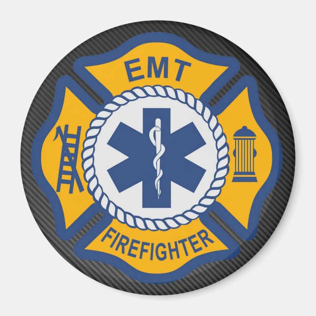Imán EMT Firefighter Round Magnet (Frente)