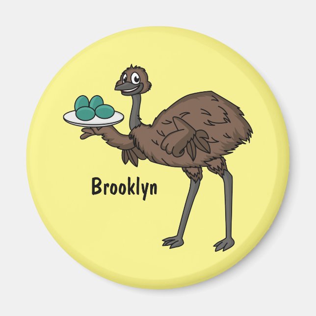 Imán Emu con ilustracion personalizado de huevos (Frente)