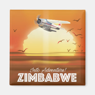 Imán ¡En aventura! Afiche de viaje de Zimbabue