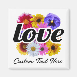 Imán En Bloom - Amor por Bouquet floral cuadrado
