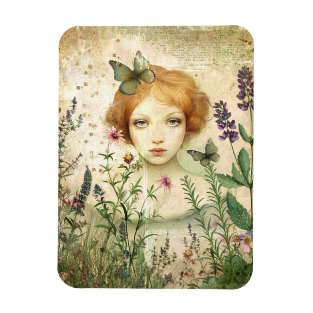 Imán En casa, entre las flores, la combinación de medio (Vertical)