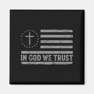 Imán En Dios Confiamos Cruz de Jesús Bandera de Usa Fe 