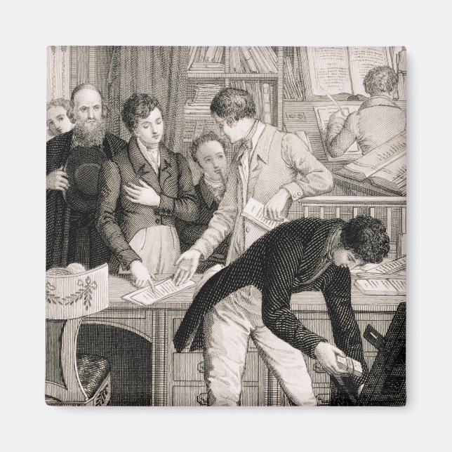 Imán En el Banco, c.1800 (grabado) (Frente)