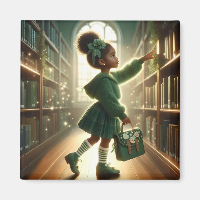 Imán En la Biblioteca - Green Magnet (Frente)