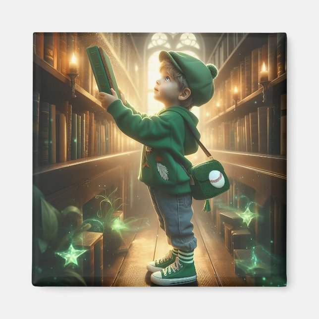 Imán En la Biblioteca - Mimán Verde (Frente)