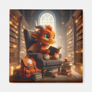 Imán En la Biblioteca - Naranja Dragon Magnet