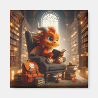 Imán En la Biblioteca - Naranja Dragon Magnet