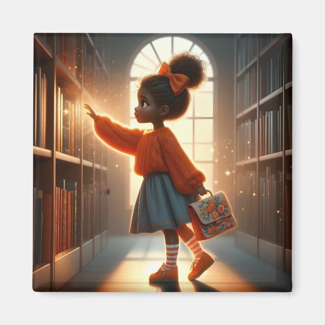 Imán En la Biblioteca - Naranja Magnet (Frente)