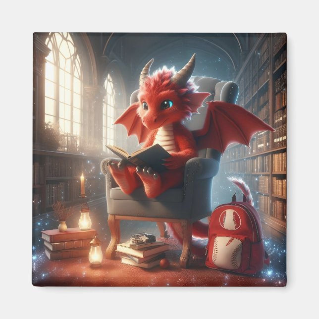 Imán En la biblioteca - Red Dragon Magnet (Frente)
