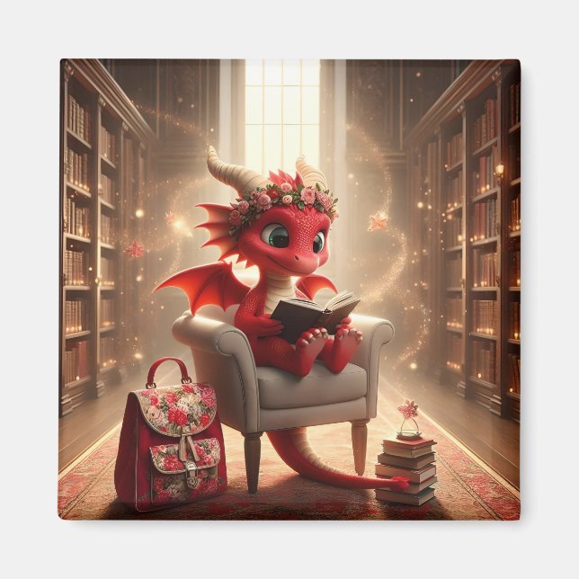 Imán En la biblioteca - Red Dragon Magnet (Frente)