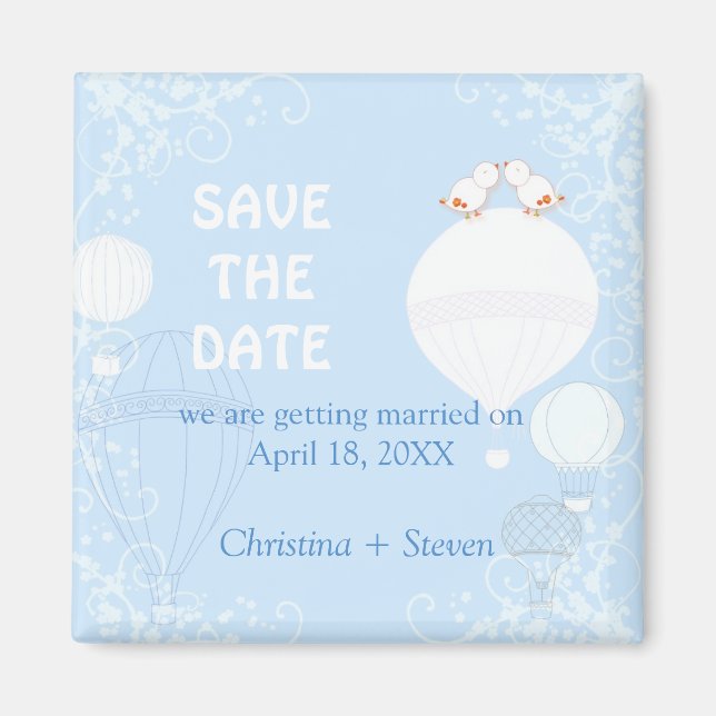 Imán En la boda azul Air Baby Save the Date (Frente)