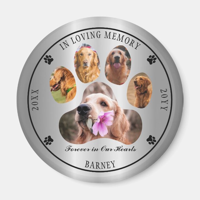 Imán En memoria amorosa Mascota de fotografía - Plata (Frente)