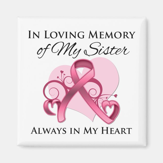 Imán En memoria de mi hermana - Cáncer de mama (Frente)