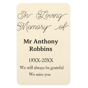 Imán En memoria de nombre recuerdo funeral recuerdo