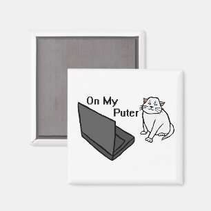 Imán En Mi Puter Gracioso Meme De Gato Blanco En Comput