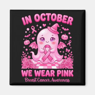Imán En Octubre Viste de Rosa Bruja Fantasma Cáncer de 